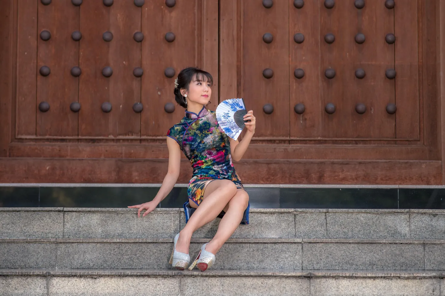 [Mzsock] NO.194 Yu Chen short cheongsam high heels beautiful legs street photography#[105P]-18